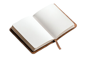 Wall Mural - An open blank notebook on a white background, perfect for brainstorming, note-taking, or creative writing.