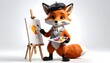 © Liayja - Fox Painting on Canvas with Palette and Brush Art Studio