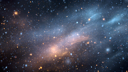 Wall Mural - starry space with glowing dust, nebula lights, and cosmic snow. a deep dark background for winter, h