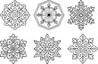 © Shaidul - Six unique intricate snowflake mandala designs for creative coloring fun white background