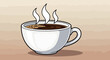 © Jetsada - A simple vector drawing of a hot steaming cup of black coffee or tea in a white ceramic mug, depicted in a clean cartoon style on a brown background