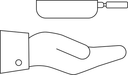 hand icon carrying a frying pan icon white background