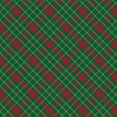 Canvas Print - Plaid with twill weave repeat pattern in green and red.Checkered tartan gingham seamless pattern for Christmas, winter.Geometric graphic vector illustration background design for fabric and prints.
