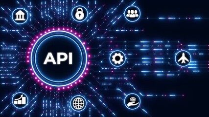 API - Application Programming Interface. Software development tool. Business, modern technology, internet and networking concept.