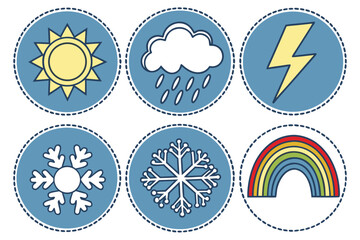 Minimal Weather Icons – Flat Design Sun and Cloud Vector Collection