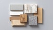 © Waqar - Elegant marble, oak wood, and quartz stone samples styled with precision in flat lay