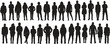 © Md - Silhouettes of diverse people in two rows, unique poses, body shapes, unity, diversity, motion, inclusion, expression