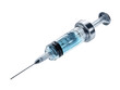 © razi - Medical Syringe with Blue Liquid on Black Background