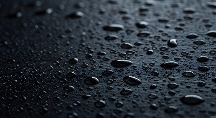 Water droplets on dark surface