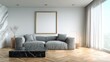© alle - Modern Gray Sofa in Bright Living Room with Natural Light and Wooden Floor