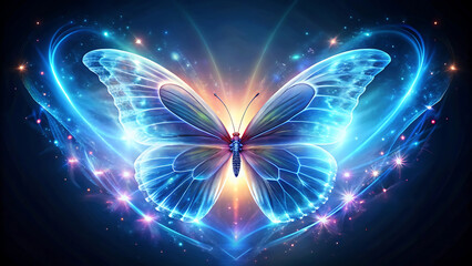 Wall Mural - Butterfly wings forming a luminous heart in midair glowing colorful surreal fantasy concept with romantic inspiration