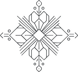 Wall Mural - Abstract geometric line art design with symmetrical pattern and minimal decoration