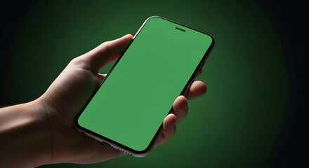 Green Screen Smartphone Mockup Hand Holding Mobile Phone