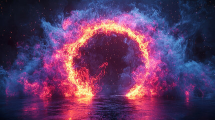 Wall Mural - Dramatic visual representations of black holes or eclipses with glowing energy rings