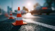 © Zue - Orange and White Traffic Cones for Construction and Safety