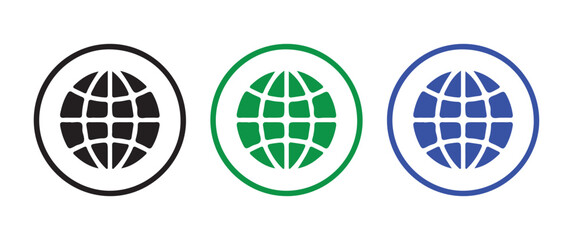 Set of planet Earth globe vector icons in simple and colorful designs