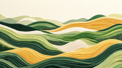 Wall Mural - 59.a minimalist abstract interpretation of a rural landscape, with undulating green fields that repr