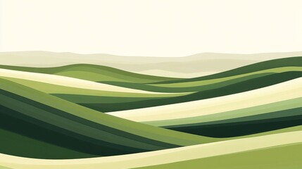 Wall Mural - 57.a minimalist abstract representation of a rural landscape with rolling hills, showcasing fields o