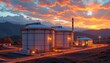 © wpw - futuristic thermal storage hub with pcm tanks glowing at sunset