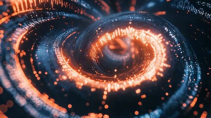 Wall Mural - orange and blue swirling vortex of futuristic data flowing
