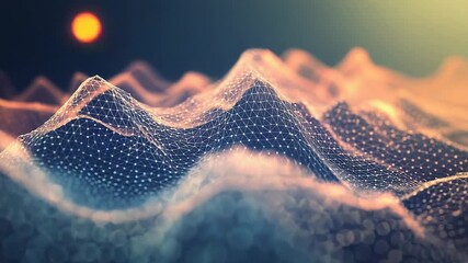 Wall Mural - abstract technology background with glowing plexus landscape