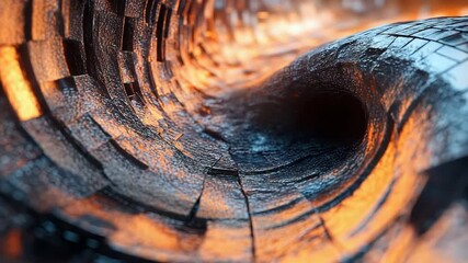 Wall Mural - abstract metallic tunnel glowing with warm light