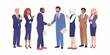 © Sanjoy - Diverse business professionals shaking hands and applauding in a successful meeting or deal closing celebration