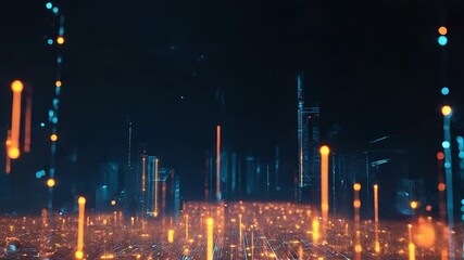 Wall Mural - futuristic smart city connecting data through digital networks
