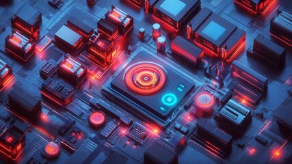 Wall Mural - futuristic cpu cooling system illuminating motherboard components