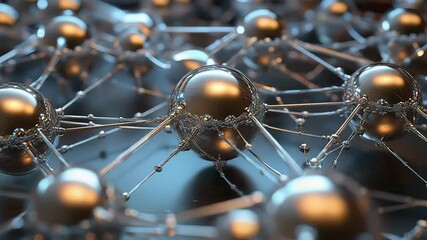 Wall Mural - metallic spheres interconnected, forming complex network structure