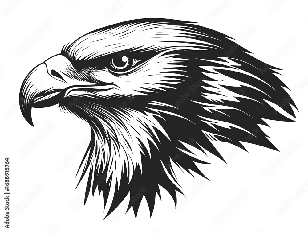 black and white vector logo of an eagle head, simple design, perfect ...