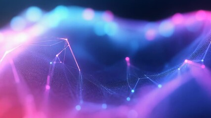 Wall Mural - futuristic plexus network glowing in pink and blue lights