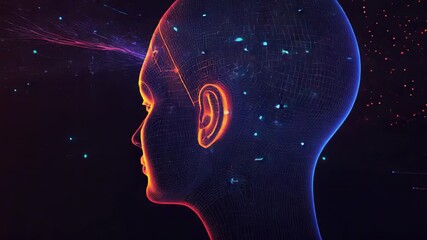 Wall Mural - artificial intelligence forming a woman's face with futuristic connections