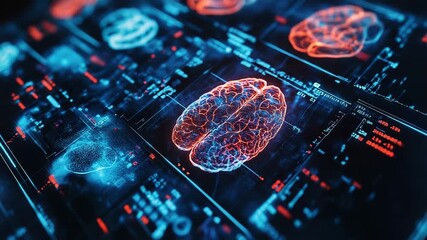 Wall Mural - artificial intelligence processing data in digital brain representation
