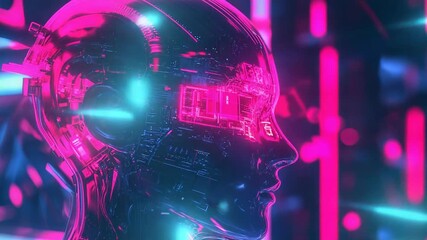 Wall Mural - artificial intelligence processing data in futuristic cyberspace environment