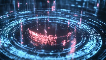 Wall Mural - futuristic hologram showing rotating circular data flow with digital numbers