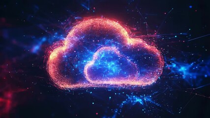 Wall Mural - cloud computing symbol emerging from futuristic data flow