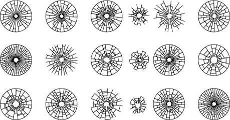 Glass shatter pattern outline icon vector
