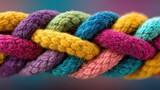 Close-up of Colorful Braided Rope Texture