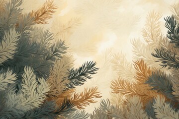 Canvas Print - fir tree branches pattern wallpaper sunlight.
