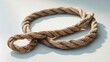 © Sona - Twisted rope with knot, close-up, on a plain background. Industrial and nautical equipment, support, strength, and connection concept. Rope, cord, and fiber supplies.