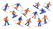 © Silent Vector - Winter sports enthusiasts: skiers and snowboarders in motion