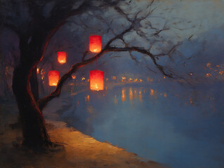 Wall Mural - spooky halloween landscape
