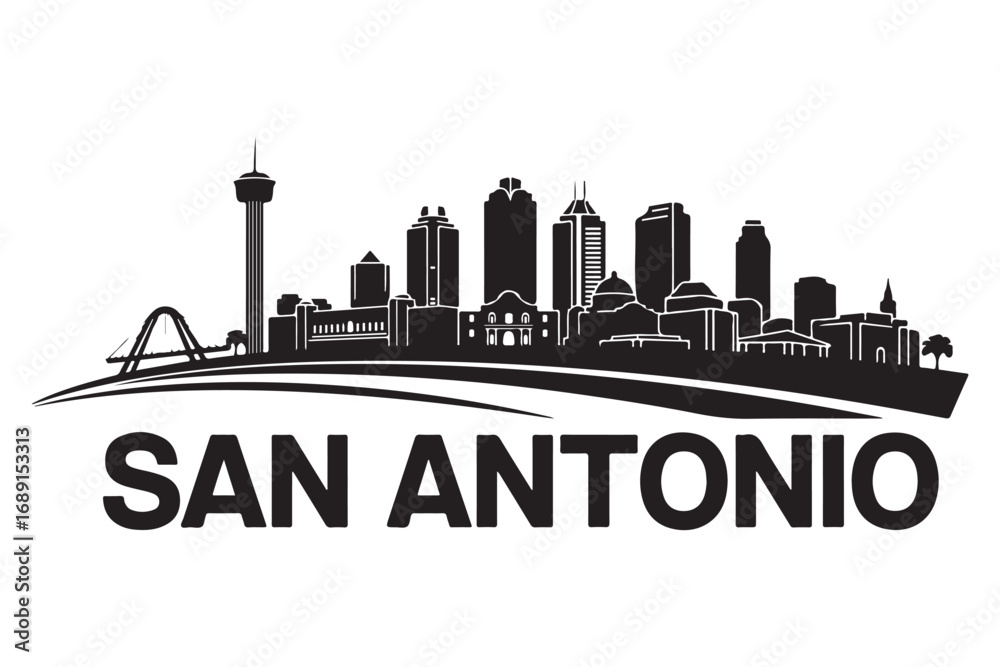 San antonio skyline isolated on white background is a detailed ...