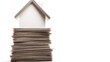 © Taman Siswo - Cardboard House on Stack: Concept of Housing, Real Estate, and Finances.