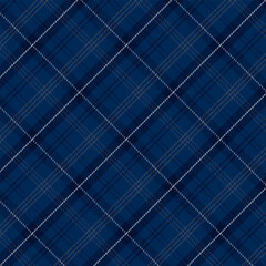 Wall Mural - Plaid with twill weave repeat pattern in navy blue.Gingham seamless pattern with stripes.Checkered, tartan geometric graphic vector illustration background for fabric and prints.