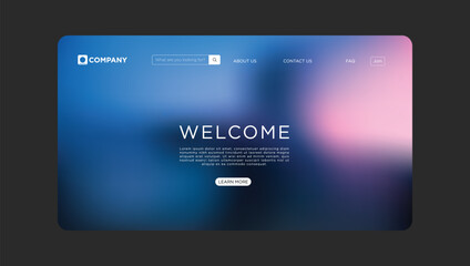 Modern website welcome screen with gradient background for business or startup landing page