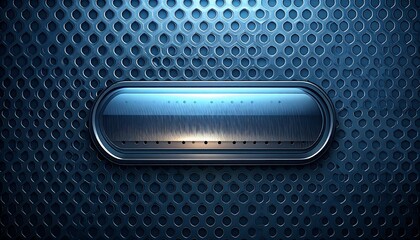 Dark blue button on perforated metal