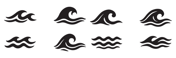 Wall Mural - Set of sea water waves. Logo vector collection