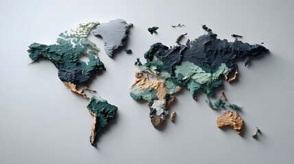 Colorful Geographical Map of the World with Abstract Texture and Stylish Design Elements